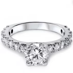 1 1/2ct Round Cut Enhanced Diamond Engagement Ring 14K White Gold