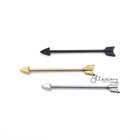 14GA Surgical Steel Arrow Industrial Barbells - Gold | Black