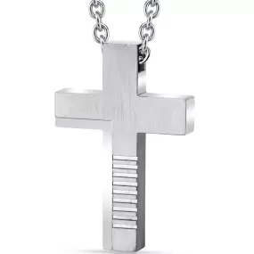 Abstract Modern Stainless Steel Cross Pendant With Steel Ball Chain