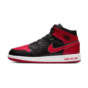 Air Jordan 1 Mid SS GS 'Black   Red = Bred'