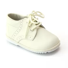 Angel Baby Boys Ecru Cream Leather Dress Lace Up Oxfords