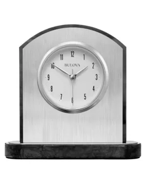 Bulova Mirage Executive Clock - Black Polished Marble - Silver-Tone Face Plate