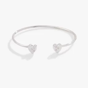 Crystal Accent Heart Flex Cuff Bracelet