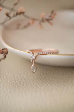 Elegantly Charming Rose Gold Plated Sterling Silver Adjustable Ring