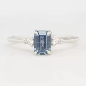 Estel Ring 0.80ct Light Blue Emerald Montana Sapphire, 14k White Gold (One of a kind)