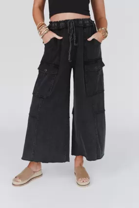 Game On Cargo Wide Leg Pant - Black