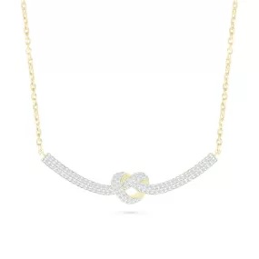 Heart Knot Diamond Bar Necklace