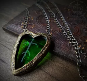 Heart of Nature ~ Etched Stained Glass Amulet