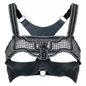 Khutulun Modular Top w/Leather Bra in Jet Black