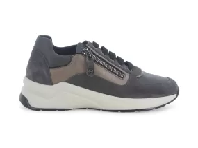 Melluso Sneakers Lacci con Cerniera Lampo Camoscio Grigio