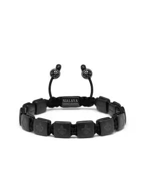 Men's Ceramic Flatbead Bracelet in Matte Black