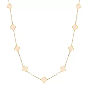 Mini Pink Pearl Clover Necklace