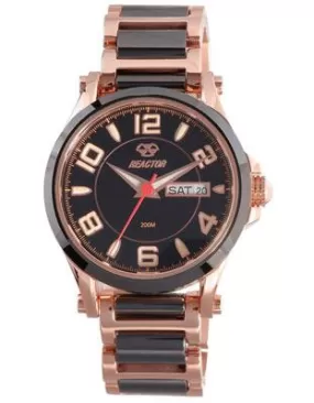 Reactor Ladies Crystal Watch - Black & Rose Gold-Tone - Day / Date - 200m