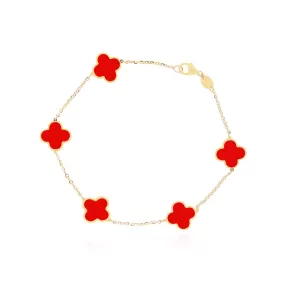 Small Coral Clover Bracelet