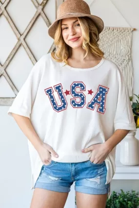 Sunset and Swim  HOPELY USA Graphic Round Neck T-Shirt