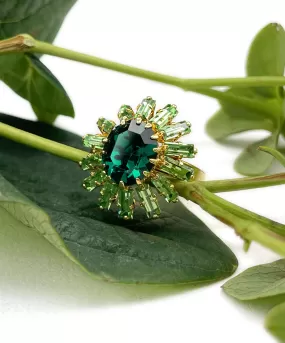 【ドイツ買付】ヴィンテージ SEIBOTH グリーン フラワー リング/Vintage SEIBOTH Green Flower Ring